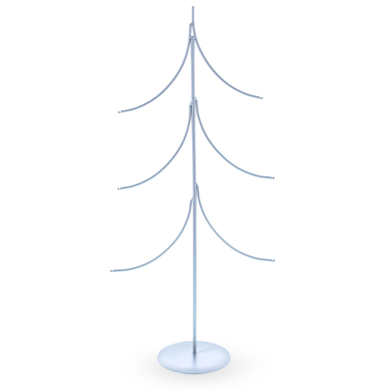 6-Arm Tiered Tree Silver Metal Ornament Display Stand 14 Inches (Poland)